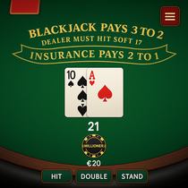 Millioner - Blackjack Galda Spēle - Klasiskā 21 spēle